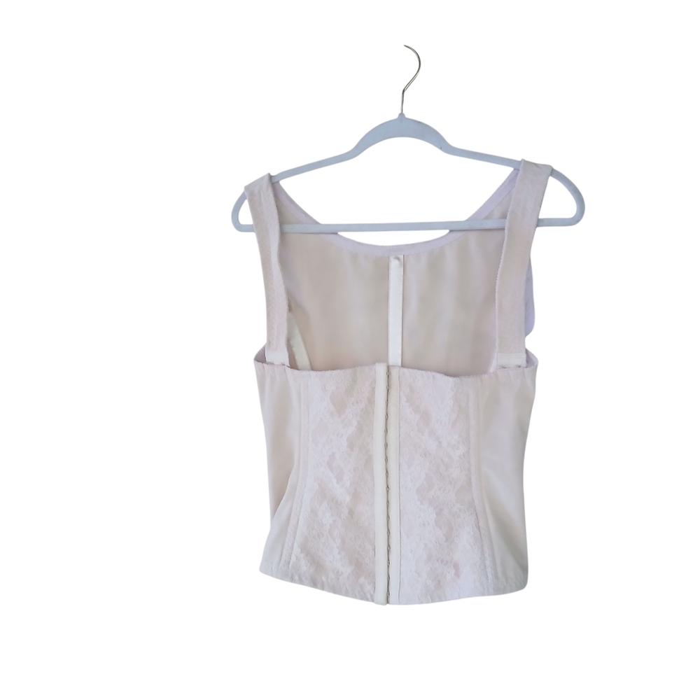 Ardyss Vintage Nude Mesh & Lace Hook & Eye Tank Corset Size 40